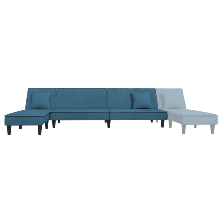 Slaapbank L-vormig 255x140x70 cm fluweel blauw