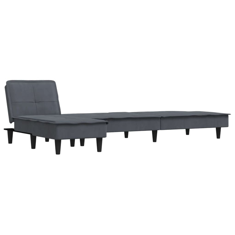 Slaapbank L-vormig 255x140x70 cm fluweel donkergrijs