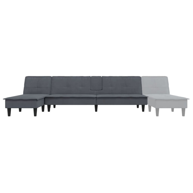Slaapbank L-vormig 255x140x70 cm fluweel donkergrijs