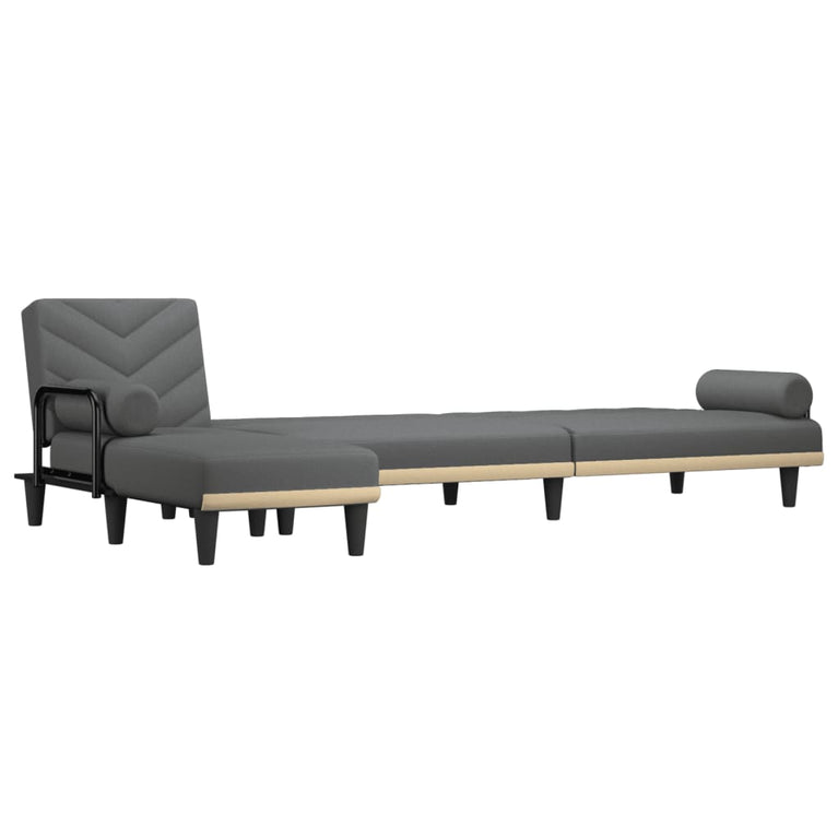 Slaapbank L-vormig 260x140x70 cm stof donkergrijs
