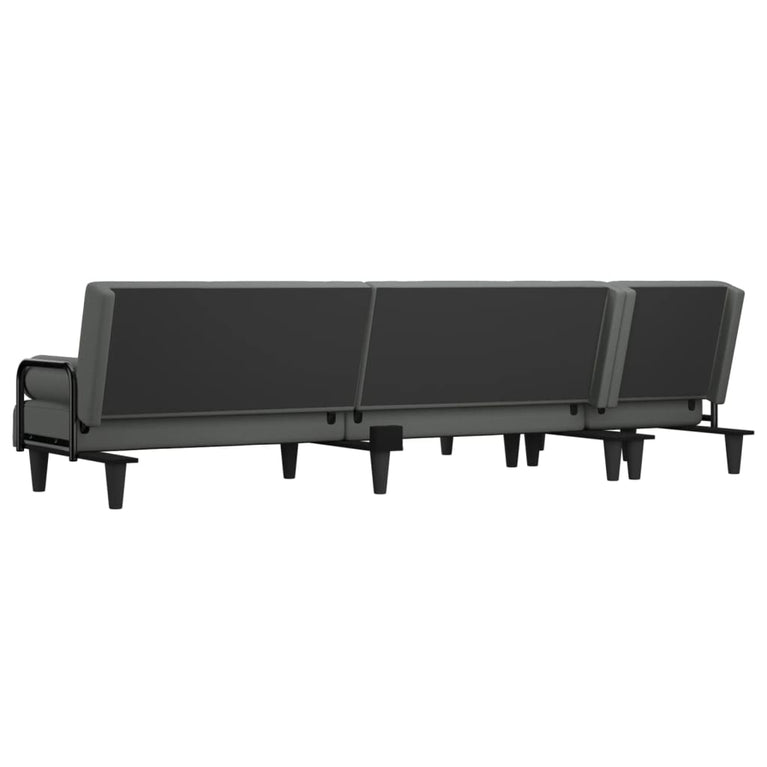 Slaapbank L-vormig 260x140x70 cm stof donkergrijs
