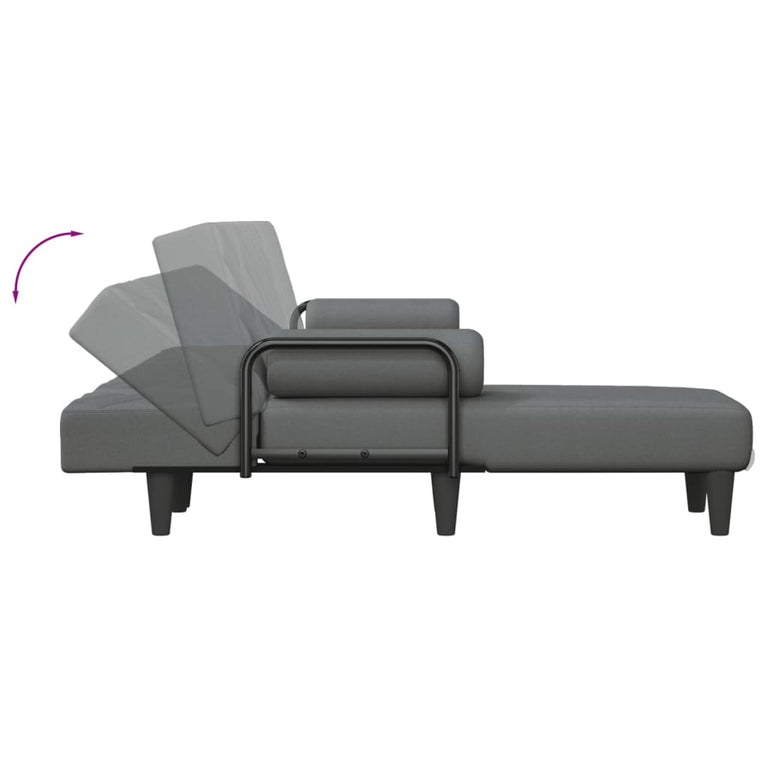 Slaapbank L-vormig 260x140x70 cm stof donkergrijs