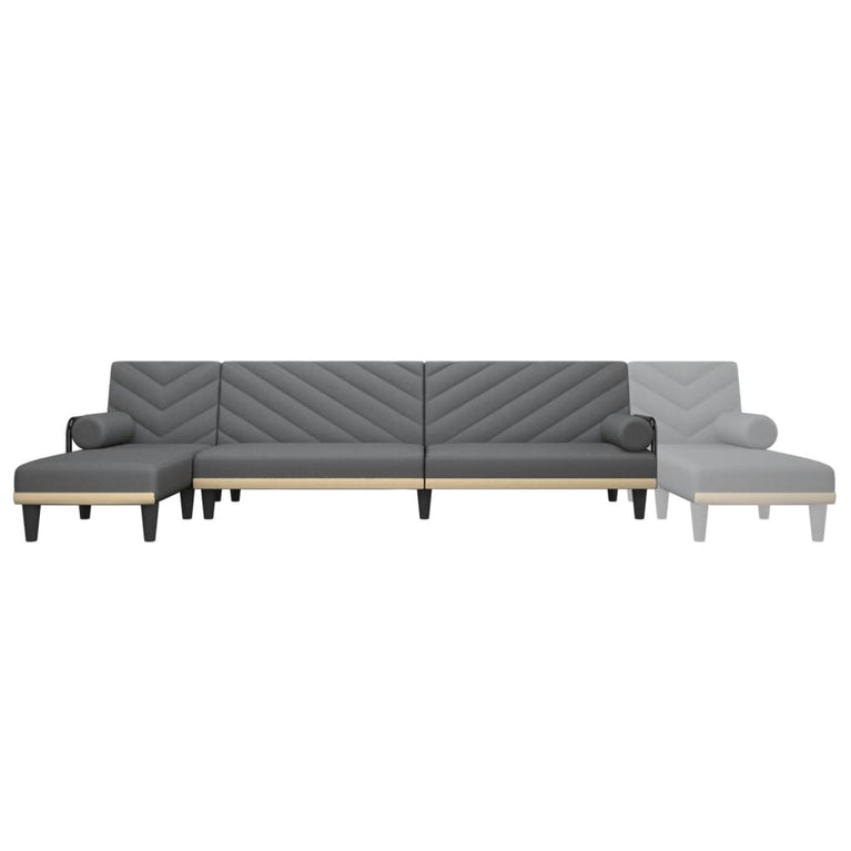Slaapbank L-vormig 260x140x70 cm stof donkergrijs