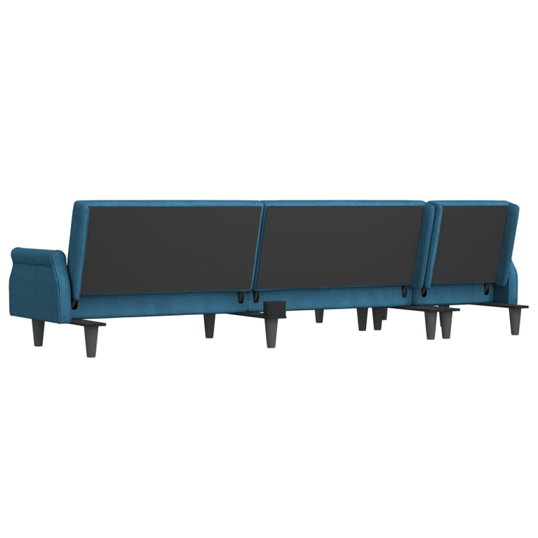 Slaapbank L-vormig 271x140x70 cm fluweel blauw