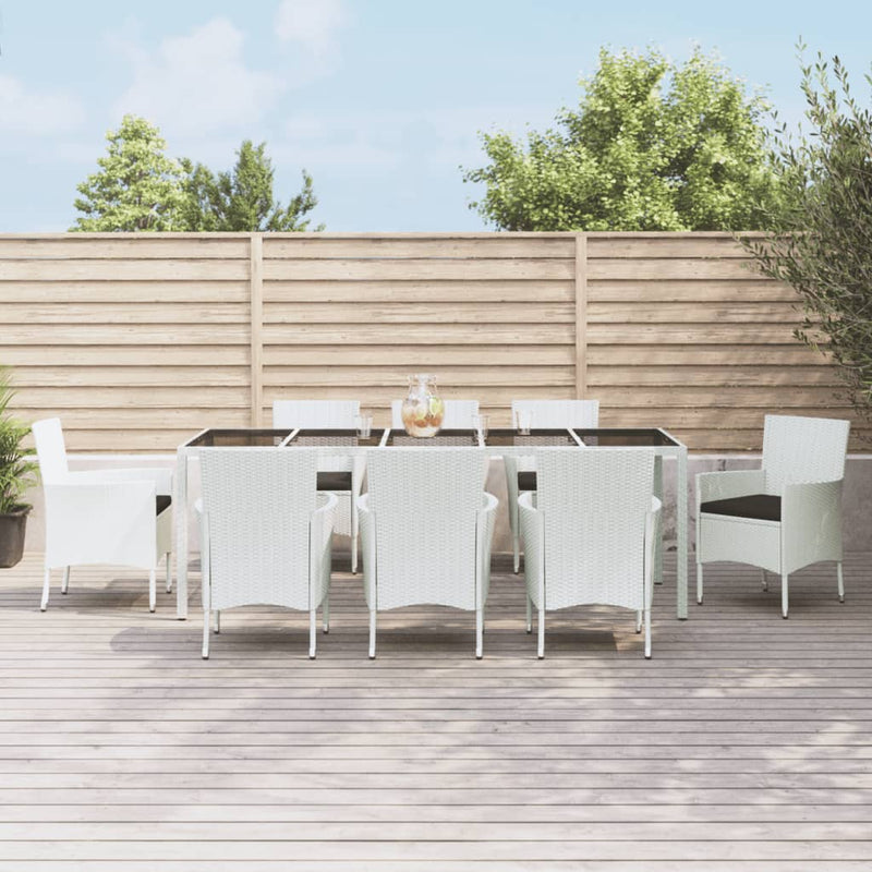 9-delige Tuinset met kussens poly rattan wit