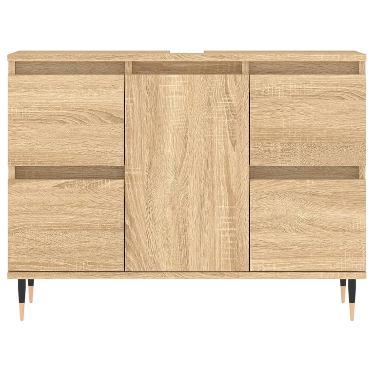 Badkamerkast 80x33x60 cm bewerkt hout sonoma eikenkleurig