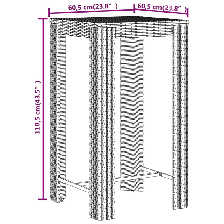 3-delige Tuinbarset poly rattan en massief acaciahout zwart
