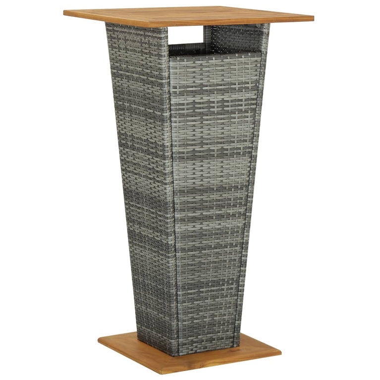 3-delige Tuinbarset poly rattan en massief acaciahout grijs