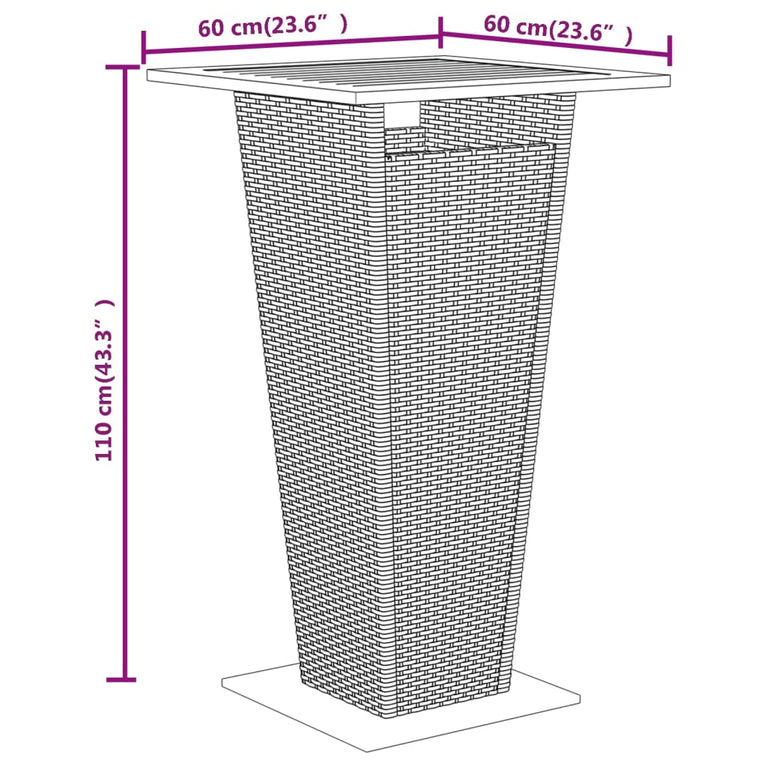 3-delige Tuinbarset poly rattan en massief acaciahout grijs