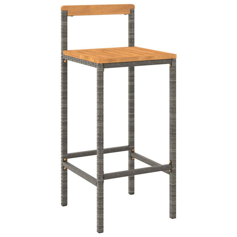 3-delige Tuinbarset poly rattan en massief acaciahout grijs