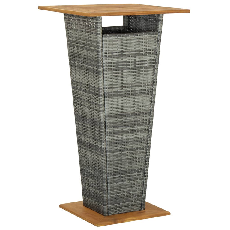 3-delige Tuinbarset poly rattan en massief acaciahout grijs