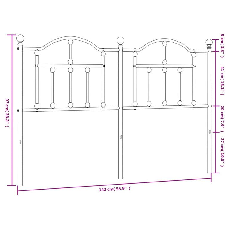 Hoofdbord 135 cm metaal wit