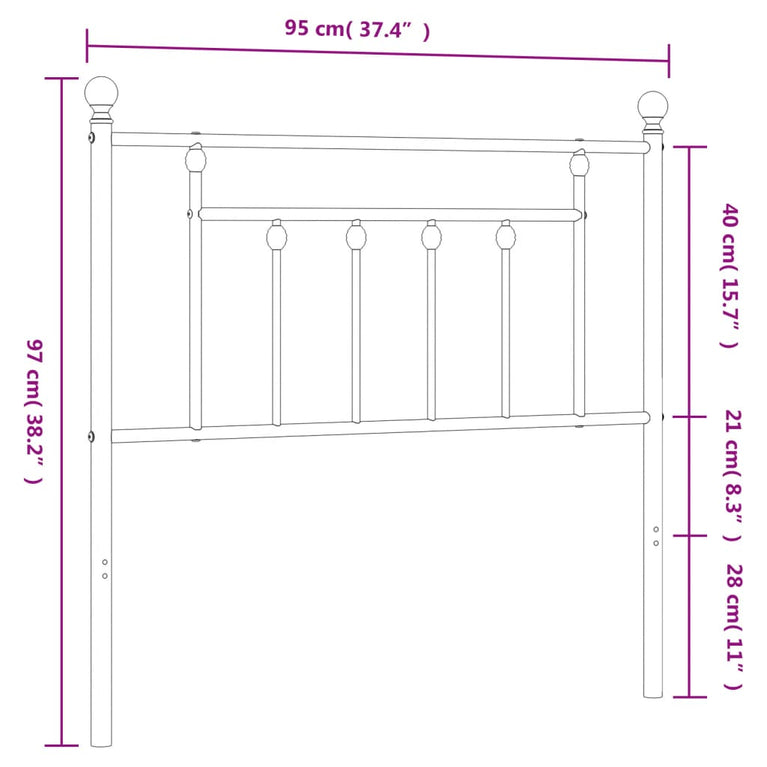 Hoofdbord 90 cm metaal wit