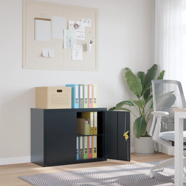 Archiefkast 90x40x70 cm staal antracietkleurig