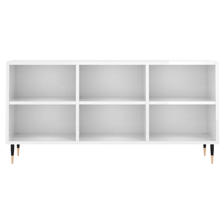 Tv-meubel 103,5x30x50 cm bewerkt hout hoogglans wit