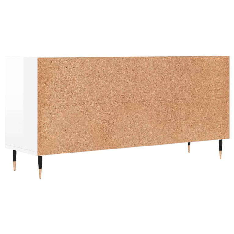 Tv-meubel 103,5x30x50 cm bewerkt hout hoogglans wit