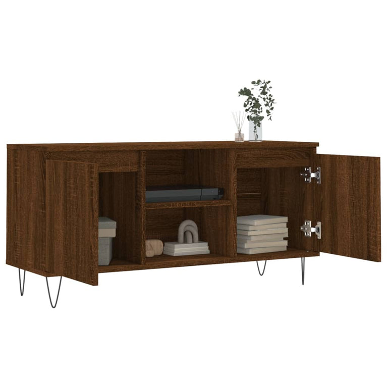 Tv-meubel 104x35x50 cm bewerkt hout bruin eikenkleur