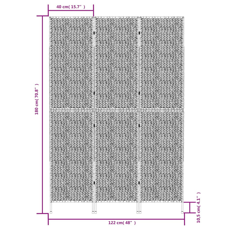 Kamerscherm met 3 panelen 122x180 cm waterhyacint bruin