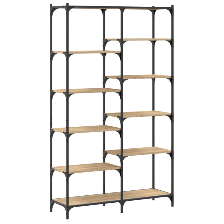 Boekenrek 100x32x170 cm bewerkt hout en ijzer sonoma eikenkleur