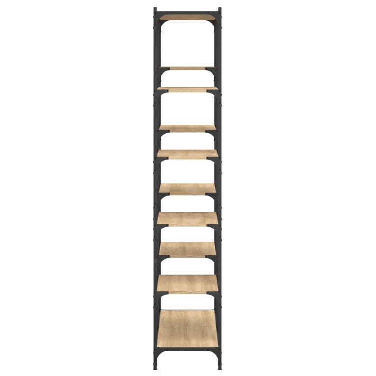 Boekenrek 100x32x170 cm bewerkt hout en ijzer sonoma eikenkleur