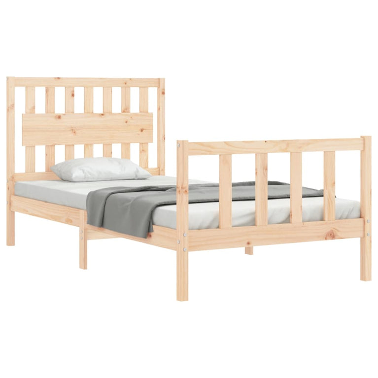 Bedframe met hoofdbord massief hout 100x200 cm