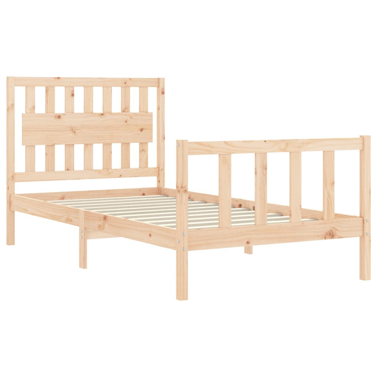 Bedframe met hoofdbord massief hout 100x200 cm