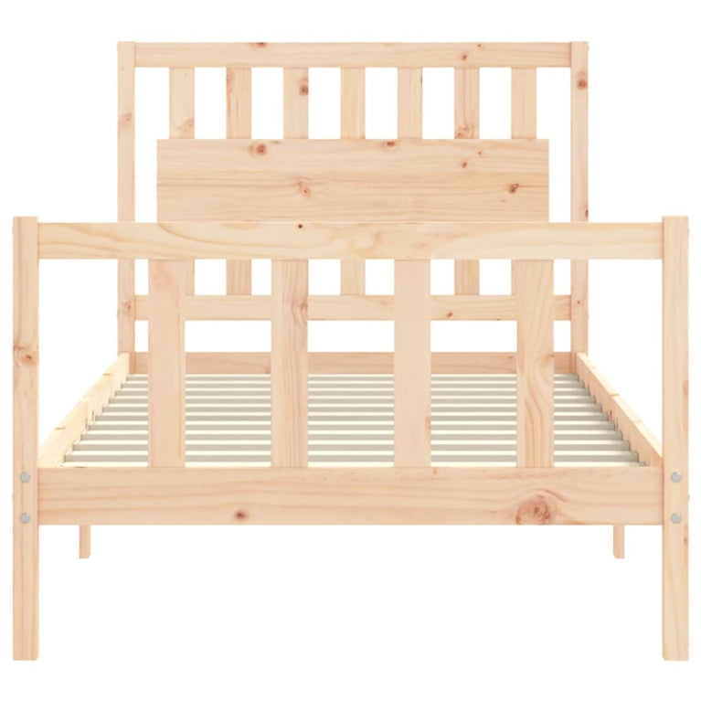 Bedframe met hoofdbord massief hout 100x200 cm