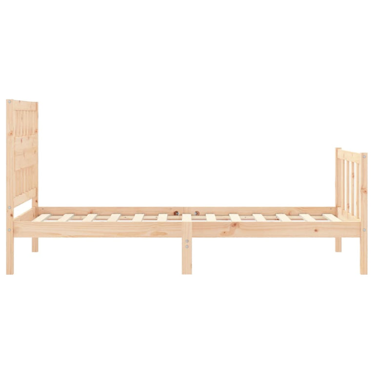 Bedframe met hoofdbord massief hout 100x200 cm