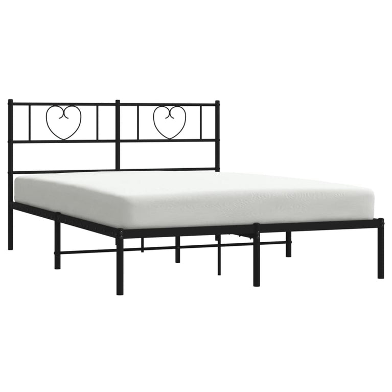 Bedframe met hoofdbord metaal zwart 160x200 cm