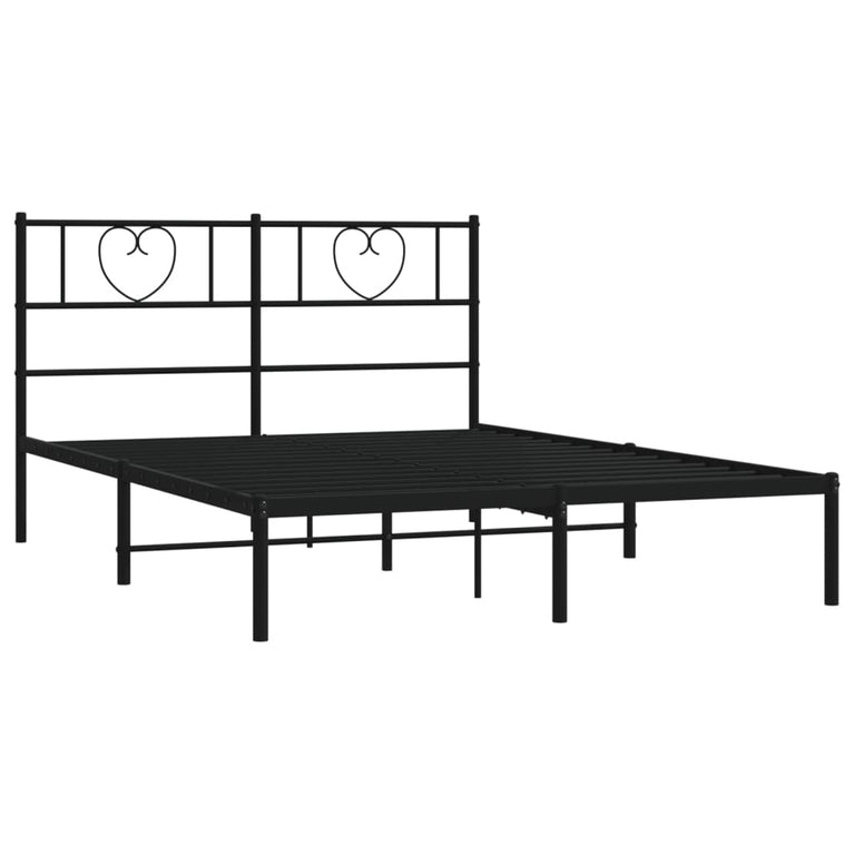 Bedframe met hoofdbord metaal zwart 160x200 cm
