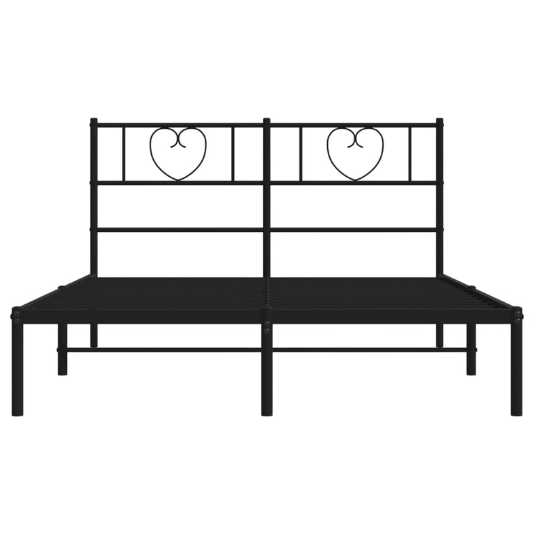 Bedframe met hoofdbord metaal zwart 160x200 cm