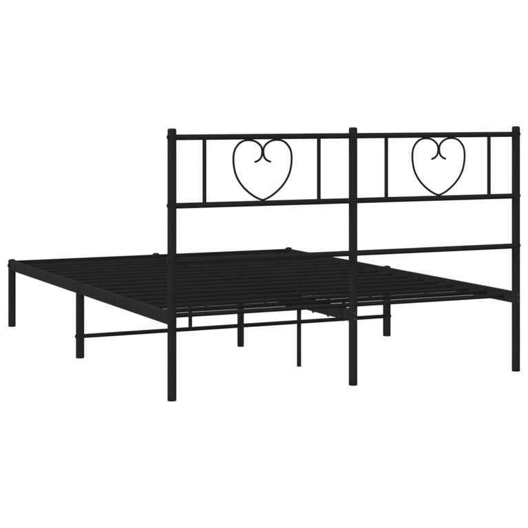 Bedframe met hoofdbord metaal zwart 160x200 cm