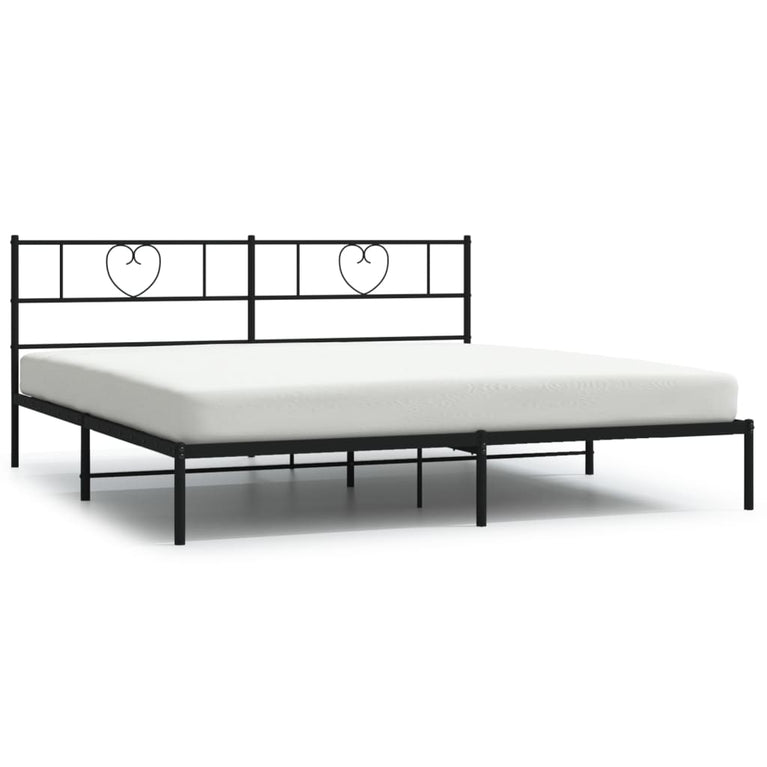 Bedframe met hoofdbord metaal zwart 180x200 cm