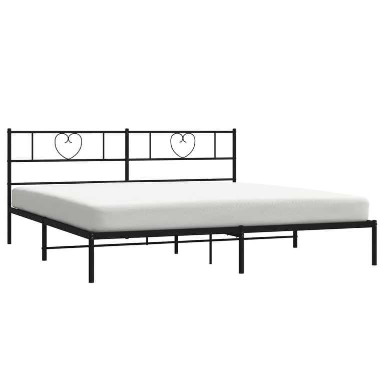 Bedframe met hoofdbord metaal zwart 180x200 cm