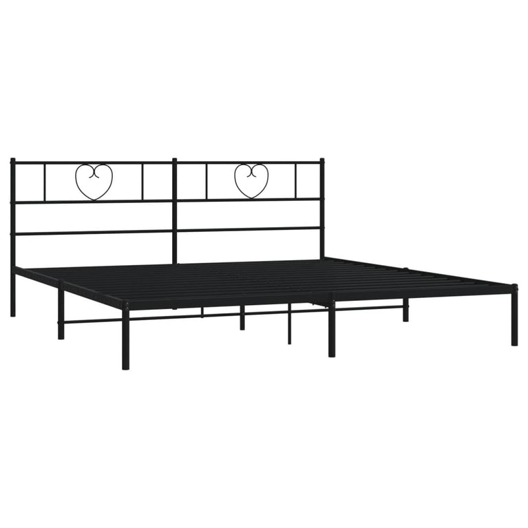 Bedframe met hoofdbord metaal zwart 180x200 cm