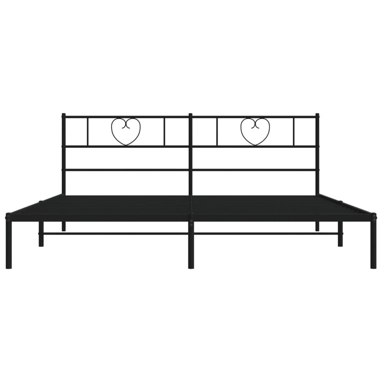 Bedframe met hoofdbord metaal zwart 180x200 cm