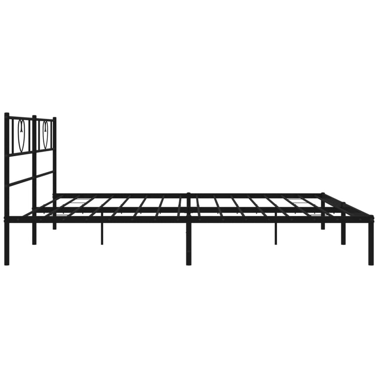 Bedframe met hoofdbord metaal zwart 180x200 cm