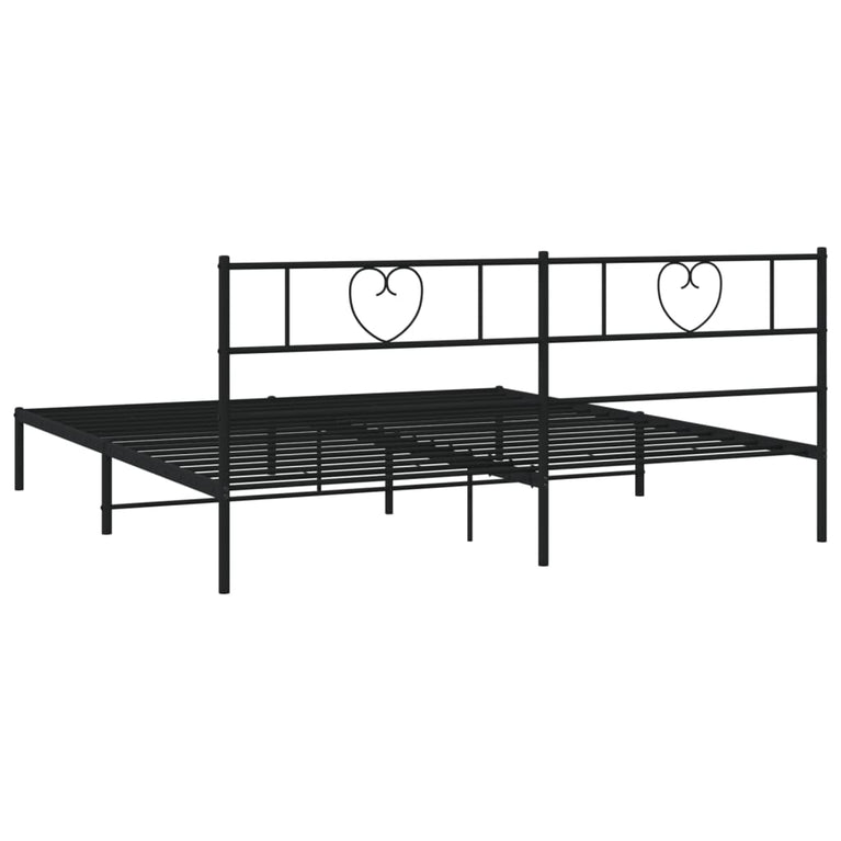 Bedframe met hoofdbord metaal zwart 180x200 cm