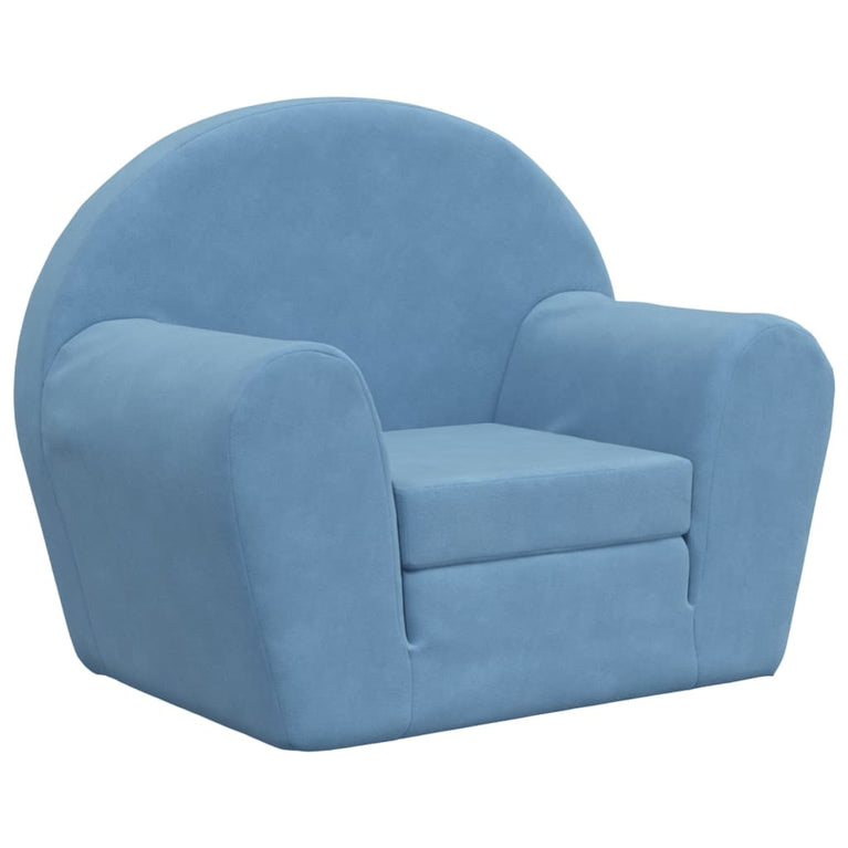 Kinderslaapbank zacht pluche blauw