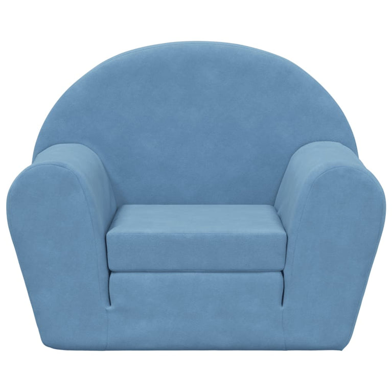 Kinderslaapbank zacht pluche blauw