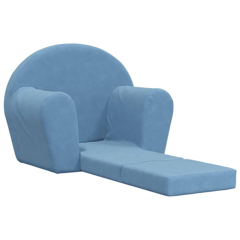 Kinderslaapbank zacht pluche blauw