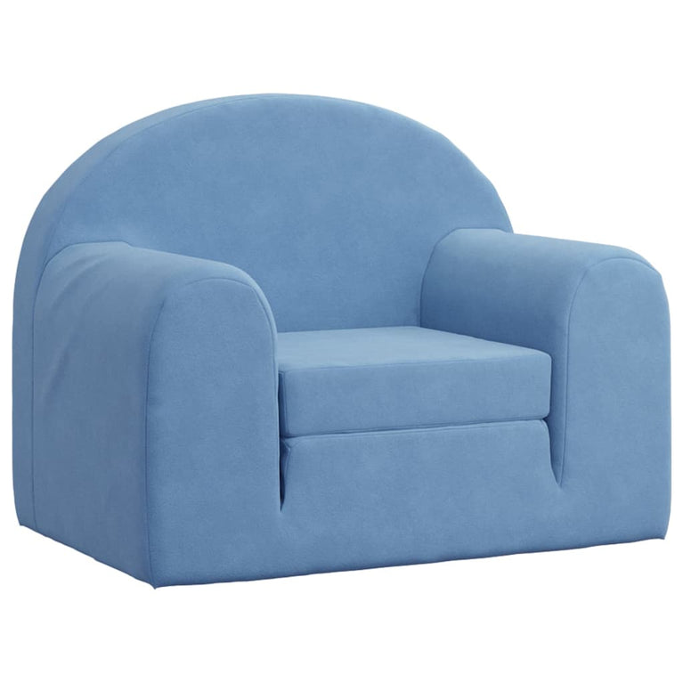 Kinderslaapbank zacht pluche blauw