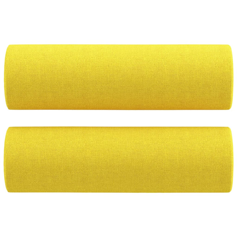 Driezitsbank met sierkussens 180 cm stof lichtgeel