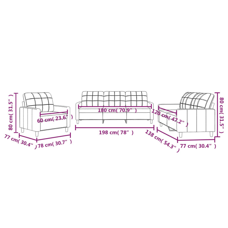 4-delige Loungeset met kussens stof bruin