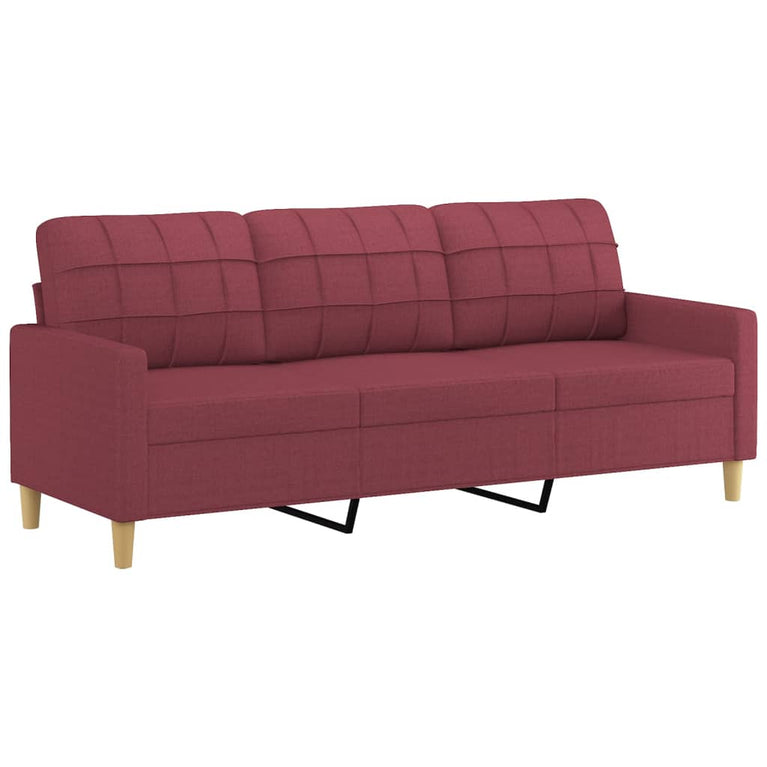 3-delige Loungeset met kussens stof wijnrood