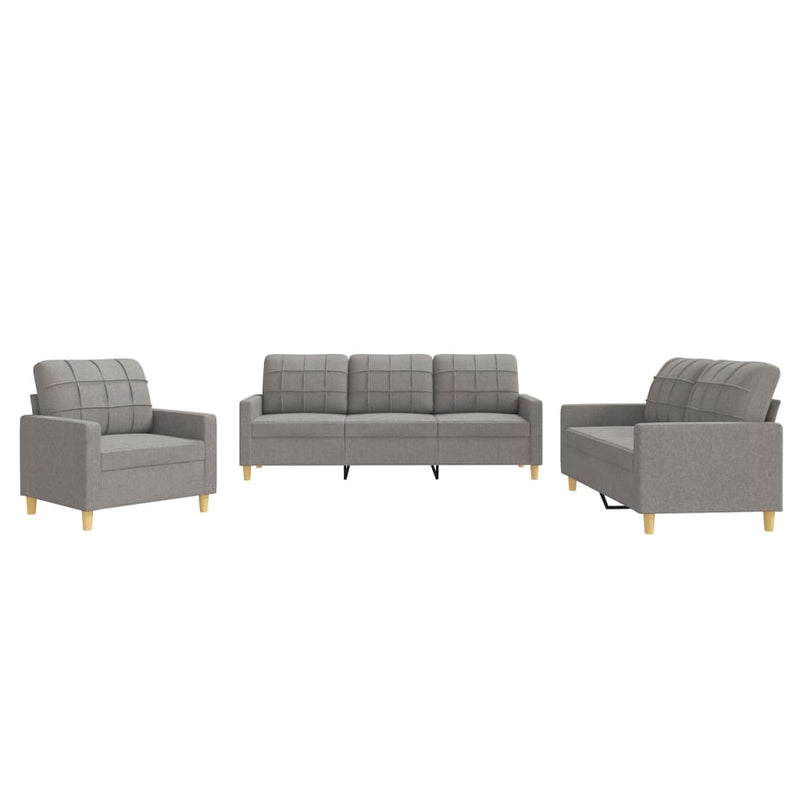 3-delige Loungeset met kussens stof taupe