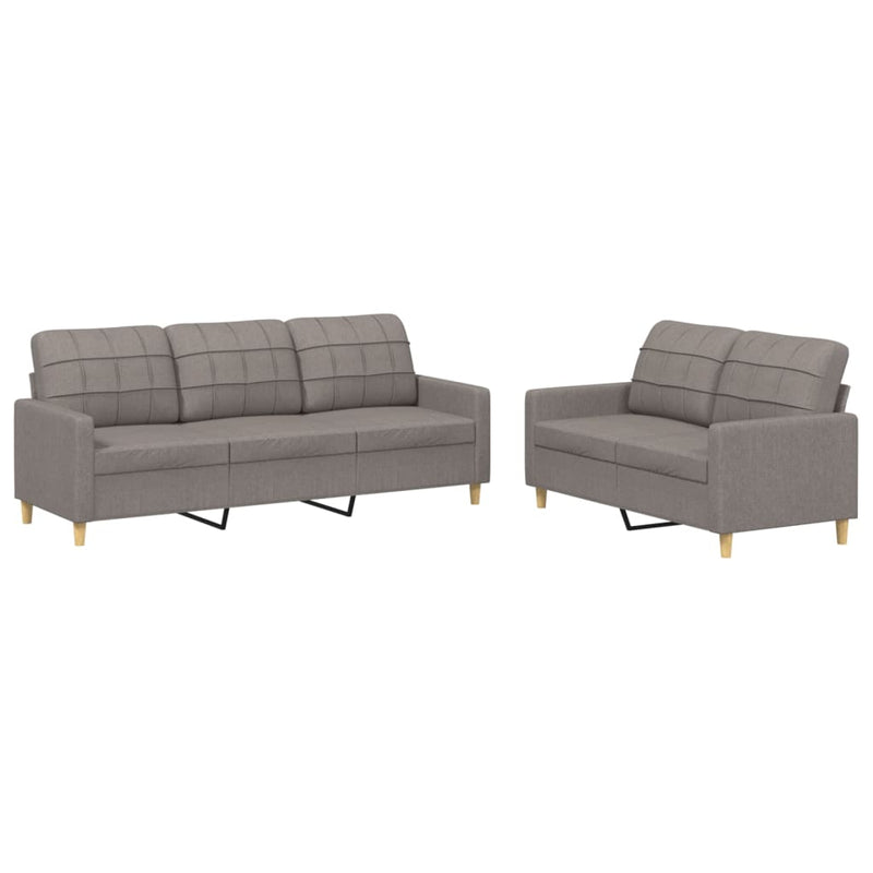 2-delige Loungeset met kussens stof taupe