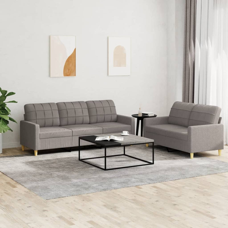 2-delige Loungeset met kussens stof taupe