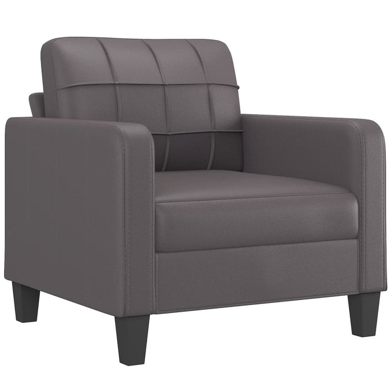 3-delige Loungeset met kussens kunstleer grijs