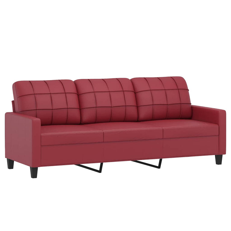 3-delige Loungeset met kussens kunstleer wijnrood